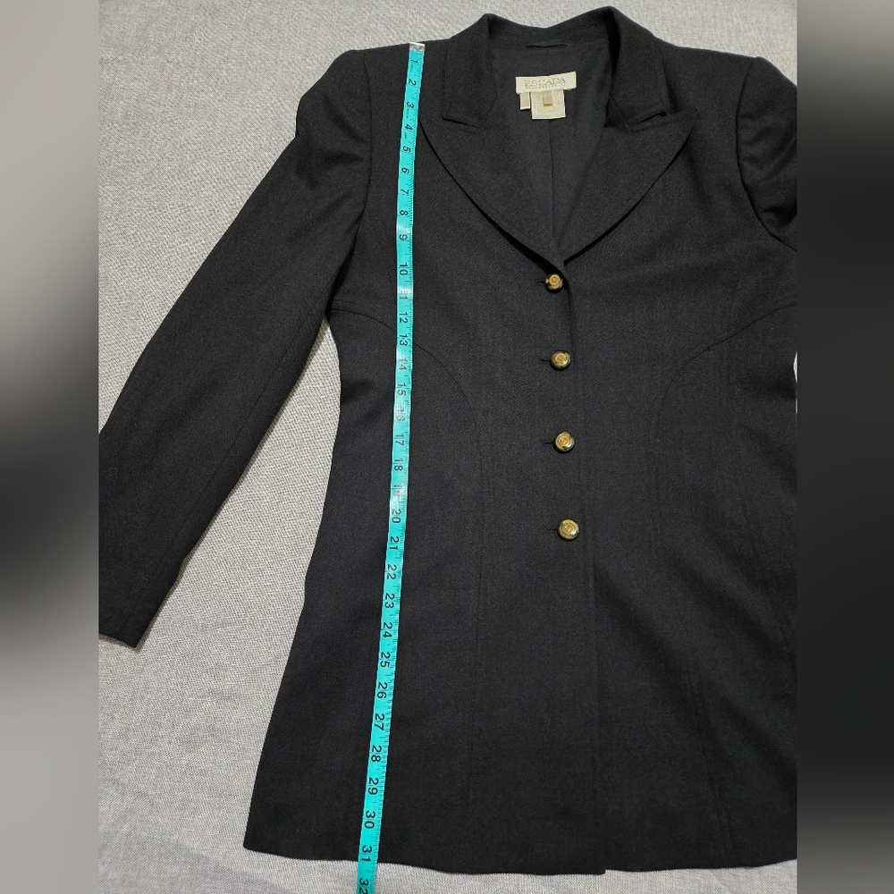 Escada Margaretha Ley Charcoal Grey Wool Blend Blazer Jacket Gold Buttons Sz 38 - Picture 13 of 16